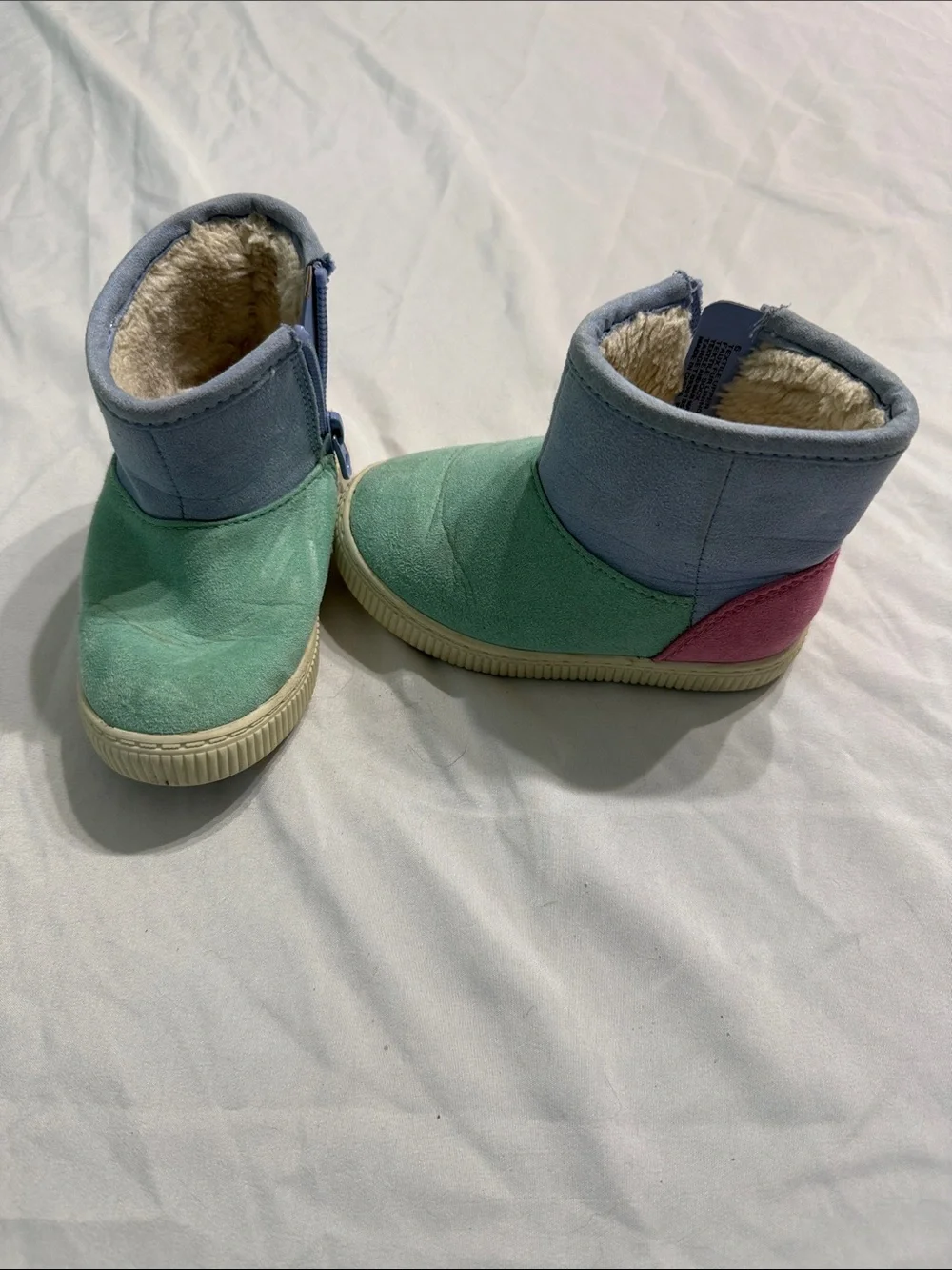 Cat & Jack Kids Colorblock Faux-Fur Booties - Mint, Light Blue & Pink